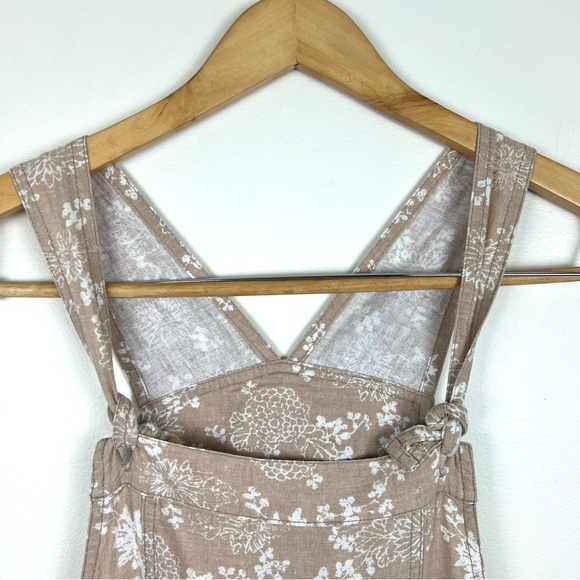 Vintage 90’s Neutral Floral Linen Blend Relaxed Jumpsuit Overalls - Picture 7 of 16